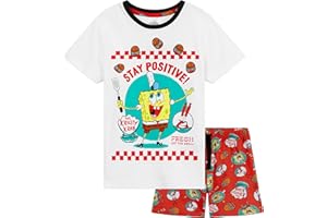 SPONGEBOB SQUAREPANTS Pyjama Garcon Set Été Doux Short Pyjama Enfant Ado Vêtement de Nuit Lounge Set Cadeau Enfant