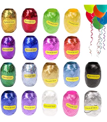 Lot De 10 Bobines De Ruban Cadeau Métallisé - 10m X 5mm, Multicolore, Kringelbar