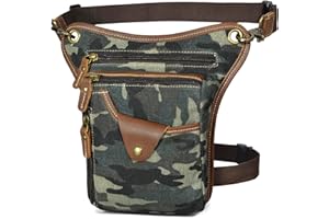 Handadsume Lona Impermeable + Cuero -Motocicletas -Senderismo-Bolsillos-Los Bolsillos de Fanny-Bolsa de Muslos y piernas-Bolsa de Cadera-para Hombres y Mujeres 211-6