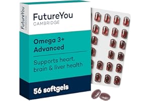 FUTUREYOU Omega 3+ Advanced Krill Oil Capsules – 28 Day Supply, 56 Softgels - High Strength Omega 3 Capsules High Strength for Brain Energy – Focus Supplement with DHA to Support Liver, Brain & Heart Health