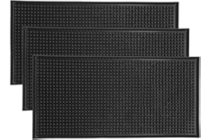 Homtone Lot de 3 Tapis de Service de Bar, pub, Tapis de Service en Caoutchouc antidérapant, Tapis de séchage pour Verre, comptoir, café, Whisky, Cocktail, Cuisine, Bar, Restaurant, Noir