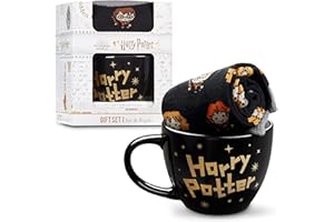 Harry Potter Tazza Mug in Ceramica Grifondoro, Set Regalo Donna Tazza e Calze (Hogwarts)