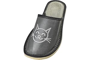 APREGGIO - Damskie kapcie ze skóry – mocna gumowa podeszwa – buty do domu – miękkie – 100% produkt naturalny – ręczne wykonanie