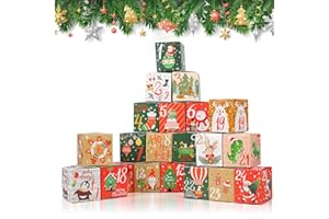 Coicok Calendrier de l'Avent Vide, 24 Pièces Calendrier Noel Boîte, DIY Boites Cadeau Noël en Papier, pour Décoration Cadeau de Noël