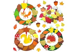 JOKILY 131 Stück Herbst Basteln Kinder Set, Filz Bastelset für Deko, Igel, Herbst Kränze Mit Igel, Eichhörnchen, Fuchsmuster zum Gestalten und Dekorieren