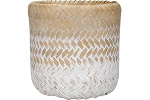 KitchenCraft - Pot de Fleurs en Bambou Tressé pour Petites Plantes d'Intérieurs, Blanc/Beige, 12 x 12 x 11,5 cm