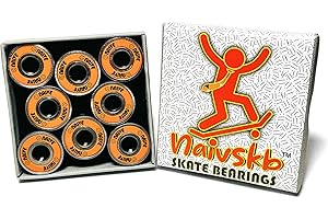Naivskb Skateboard Bearings 8mm 8 Pack, Precision ABEC 608 Bearings Set for Longboards Cruisers Surfskates Inline Skates Quad Roller Skates Scooters (Vintage Orange)