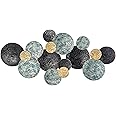 HOMCOM 3D Metal Wall Art Modern Circle Hanging Wall Sculptures Home Decor for Living Room Bedroom Dining Room, Blue Black Gold