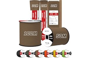 Brotree 4mm Paracorde 550 7 Brins Corde en Nylon 10M Type III Corde Parachute pour Survie, Extérieur, Bricolage - 250kg Charge de Rupture (Marron Boue)