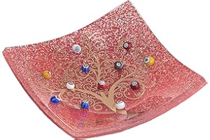 SOSPIRI VENEZIA Ablage für persönliche Gegenstände mit Lebensbaum aus Murano-Glas, Murrinen und Gold, Geschenkidee, Tablett, , dekorative Erinnerungen für Zeremonien (9x9 cm).
