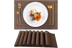 Gucass Parti med 8 tvättbara PVC-underlägg - Värmebeständiga - Halkfria - För kök, restaurang, matbord, 45 x 30 cm - Mörkbrunt