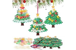 MONCAP 12 Stück Weihnachtsbaum Bastelsets Kinder Weihnachtsbaum Basteln Weihnachten Kreativset Weihnachtsdeko Papierbastelset für Jungen Mädchen Winter Weihnachten Party Geschenk Kreative DIY