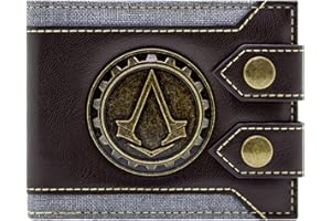 ERKIC Assassin's Creed Syndicate London Metalowe Zębatki Emblemat Portfel/Sakiewka Dwu-Składane ID & Przechowywacz Kart, Brązowy