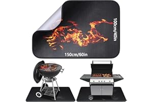 Alckijy Feuerfeste Unterlage | 100 * 150cm Faltbare Hitzeschutzmatte | Bodenschutzmatte | Grillmatten | Bodenmatte | Grillteppich | Funkenschutzplatte | für BBQ Grills Kaminöfen Boden Rasen usw