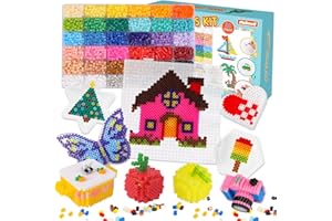 MerryXGift Bügelperlen Set-11,000pcs 36 Farben steckperlen, 3D Bügelperlen 5mm mit vorlagen für Kinder Jungen Mädchen