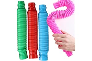 MILALOKO Giocattoli Sensoriali per Tubi Pop per Bambini, Giocattoli Agitatori per Tubi Elastici Multicolori per Bambini Autistici (4 Pack XL)