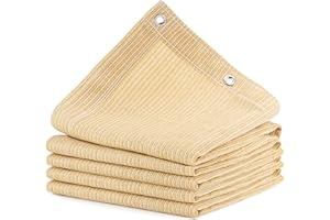 LANBENT Voile d'ombrage Protection Solaire Toile Rectangulaire, HDPE 95% Anti-UV Auvent de Voiture avec Cordes et Serre-câbles pour Jardin, Terrasse, Balcon, Camping, Pergola, 1mètre 1 Trou, Sable(2x3m)