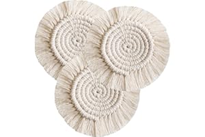 Hocaies Cotone Sottobicchieri in Treccia Tazza in Macramè Fatta a Mano Set Tovaglietta Boho Decorazione Per Tazze Bevande Birra Caffè (Tipo A 3 Pezzo)