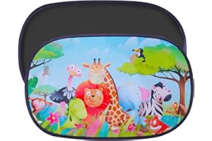 JOOLESER Parasole Auto Bambini Tendine, Universali Autoadesivo Finestrini Laterali Protezione da Raggi UV per Bambini con Simpatici Motivi, Set da 2 Pezzi, 51 x 32 cm