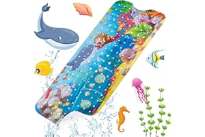 NOASR AMZJMT Alfombra antideslizante bañera infantil 100 x 40 cm - alfombra bañera antideslizante, Alfombra de Baño Antideslizante con 200 Ventosas, Sin BPA, Resistente al Moho y Lavable a Máquina
