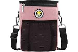 FTTOUUY Sac Friandise pour Chien, Pochette pour Chien de Dressage avec Bandoulière Réglable, Sac de Dressage de Friandises pour Friandises, Jouets pour Animaux de Compagnie et Accessoires de Dressage(Rose)