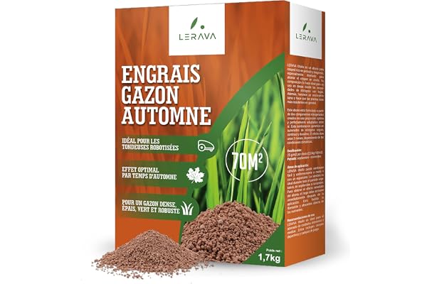 LERAVA® – Engrais Gazon Automne (70m²) – Fertilisant Azoté à Libération Lente – Régénère le Gazon après l’Été – Pelouse Dense, Verte et Résistante – Spécial Soin Automnal