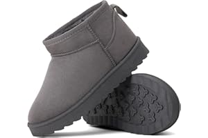 INNERSECT CO Kids’ Faux Suede Winter Boots – Warm Faux Fur Lined Ankle Shoes | Non-Slip Rubber Sole Cosy Snow Boots for Boys and Girls