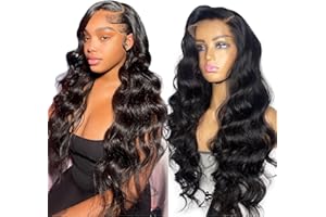 QAVA Perruque Femme Naturelle Brésilien Body Wave Transparent 13x6 Lace Wig Human Hair Perruque Cheveux Humain Glueless Wig Human Hair Perruque Femme Naturelle Natural Color 180% Density 22 pouces（55cm）