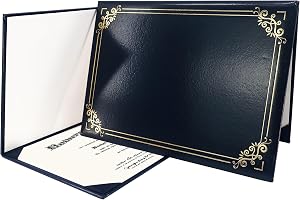 GraduationMall Diplomskydd certifikathållare med guldfolie kant för A4 Award papper klassisk slät