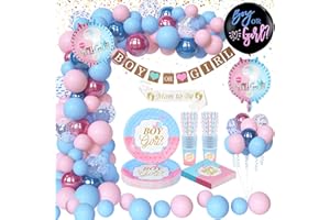 YIMAKJ 150 Stück Gender Reveal Party Deko, Gender Reveal Party Luftballon Girlande, Boy or Girl Balloon, Baby Shower Party Boy Or Girl Tableware Set für Gender Reveal, Baby Shower Party Decoration
