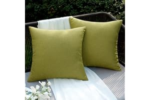 EMEMA Funda Cojines Exterior Impermeable Fundas de Almohadas de Lino de Sofá Almohadas Decorativas Modernas para Salón Cama Silla Oficina Dormitorio Habitacion Lumbar 2 Piezas 45x45cm Verde
