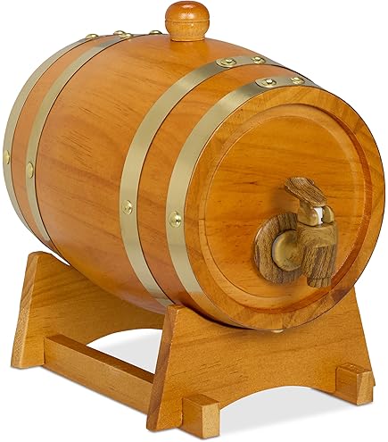 Botte In Rovere Da 0.8 Litri Per Invecchiamento Whisky E Cocktail - Con Rubinetto E Supporto In Legno - Foto 4