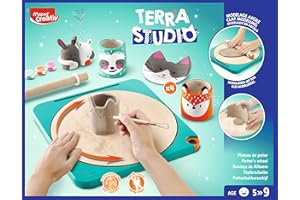 Maped Creativ - Kit Terra Studio - Plateau de Potier, Création et Décoration de Poteries - Loisir Créatif avec Niveaux de Difficulté Évolutif - Dès 5 Ans