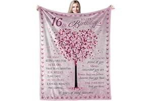 GRESATEK Gifts for 16 Year Old Girl, 16 Year Old Girl Birthday Gifts Ideas from Parents Grandparents Sister Friends 16th Birthday Decorations Blanket for Girl 50" x 60"