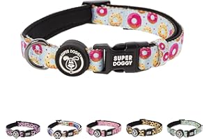 SUPER DOGGY Collare per Cani di Piccola, Media e Grande Taglia - Collari in Nylon Regolabile e Imbottito - Per Passeggiate, Allenamento e Corsa - Leggero e Ideale per i Cuccioli (Donuts, S (25-40cm))