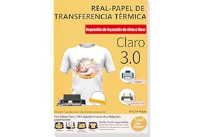 TransOurDream-Papel de Transferencia Para Camiseta Clara,3.0 Ahorro*protección del medio ambiente (A5X10 Hoj.),Papel Transfer Apto Tinta o Láser,vinilo HTV,Perfecto para Fiesta.ES-03-10A5
