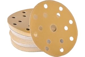 Wabrasive Lot de 50 disques abrasifs 150 mm auto-agrippant 15 trous K320 Papier abrasif pour réparation du bois et de carrosserie Convient pour ponceuse excentrique avec disque abrasif 150 mm