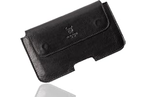 MATADOR Echtleder Quertasche kompatibel zu Apple iPhone 15 Pro/ 15/14 Pro/ 14/13 Pro/ 13/12 Pro/ 12/11/ XR mit Gürtelschlaufe (Schwarz)