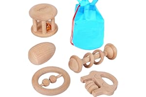 TOYS OF WOOD OXFORD Maracas neonato di legno giochi per bambini 6 mesi-giochi ergonomici ecologici e facili da afferrare Strumento musicale per lo sviluppo cerebrale sensoriale del Neonato Regalo prima infanzia neonato
