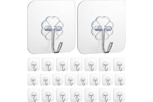 Vebel Hooks (24 pcs)| Self Adhesive| Sticky Extra Strong| Heavy Duty for Hanging| Multipurpose| No Drill| Removeable| Waterproof| Non Damaging| Easy Install| Home Organization| All Surface Hooks