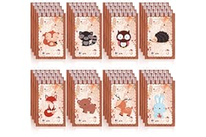 Clabby 32 Mini Quaderni per Bambini Bomboniere di Bosco Mini Blocchi Note di Animale Boschivo Quaderno a Spirale di Animali della Foresta Coniglio Scoiattolo Procione Gufo (Stile Adorabile)