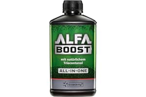 Growsartig ALFA Boost All-IN-ONE Pflanzen-Booster mit Triacontanol 0,5 Liter. Für Blüte, Wachstum und Bewurzelung. Steigert den Ertrag. Biozertifiziert.