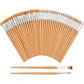 LONGERSIZHAN 40pcs Acrylic Paint Brushes, Round and Flat | 20 round brushes + 20 small flat brushes. Ideal for acrylic, oil,