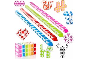 XNDRYAN Prezent urodzinowy dla dzieci, 12 szt., 48 bloków, magiczne węże, zabawka dla dzieci, magiczny wąż, zestaw upominkowy na urodziny dziecka, prezent na dzień dziecka, zabawka dla dzieci, chłopców i