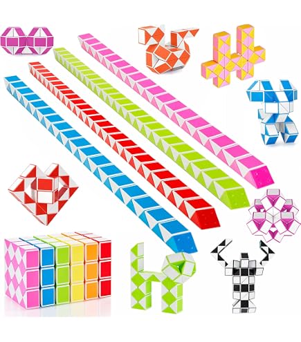 CUBIDI® Mini Serpenti Magici Puzzle – Gadget Regalo di Compleanno bambini, Regalini Festa Bambini – Serpente Giocattolo, Gioco Rompicapo Bambini e Adulti, Magic Snake - 1pz 48 Blocchi (Arancio