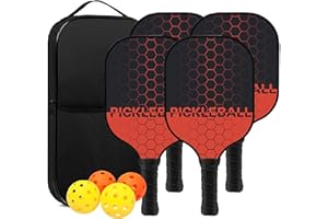 Touyinger Pickleball Set, Pickleball Schläger mit Fiberglas Oberfläche Pickle Ball Paddles mit 4 Bällen Ausrüstung und Tragbare Tasche, Innen & Draußen Pickleball Sport für Männer Frauen