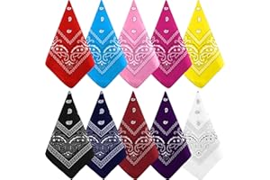 NACHLYNN 10pcs Paisley Bandanas Assorted Bandanas Cowboy Polyester Headbands Square Scarf Headwear