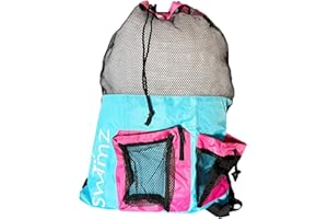 Swimz Elite Club Mesh Backpack - Blue/Pink, Large Swimming mesh Bag