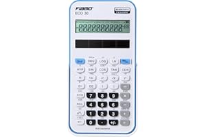 fiamo Calculatrice scientifique Eco30, 138 fonctions et 10 chiffres écran blanc/bleu