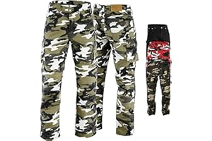 ‎GERMAN WEAR German Wear Motorradhose Herrren Motorradjeans Futter aus Aramid verstarkt Cargohose mit Protektoren rutsch brandfeste Biker Jeans in schwarz